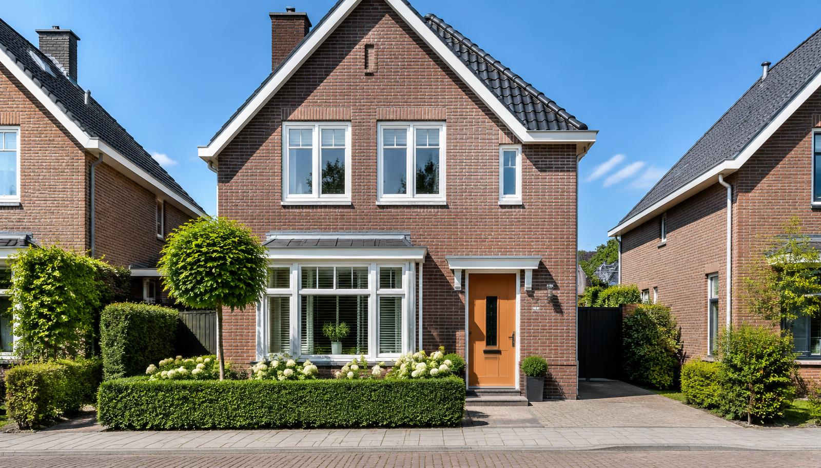 Geschilderde gevel en kozijnen van een woning